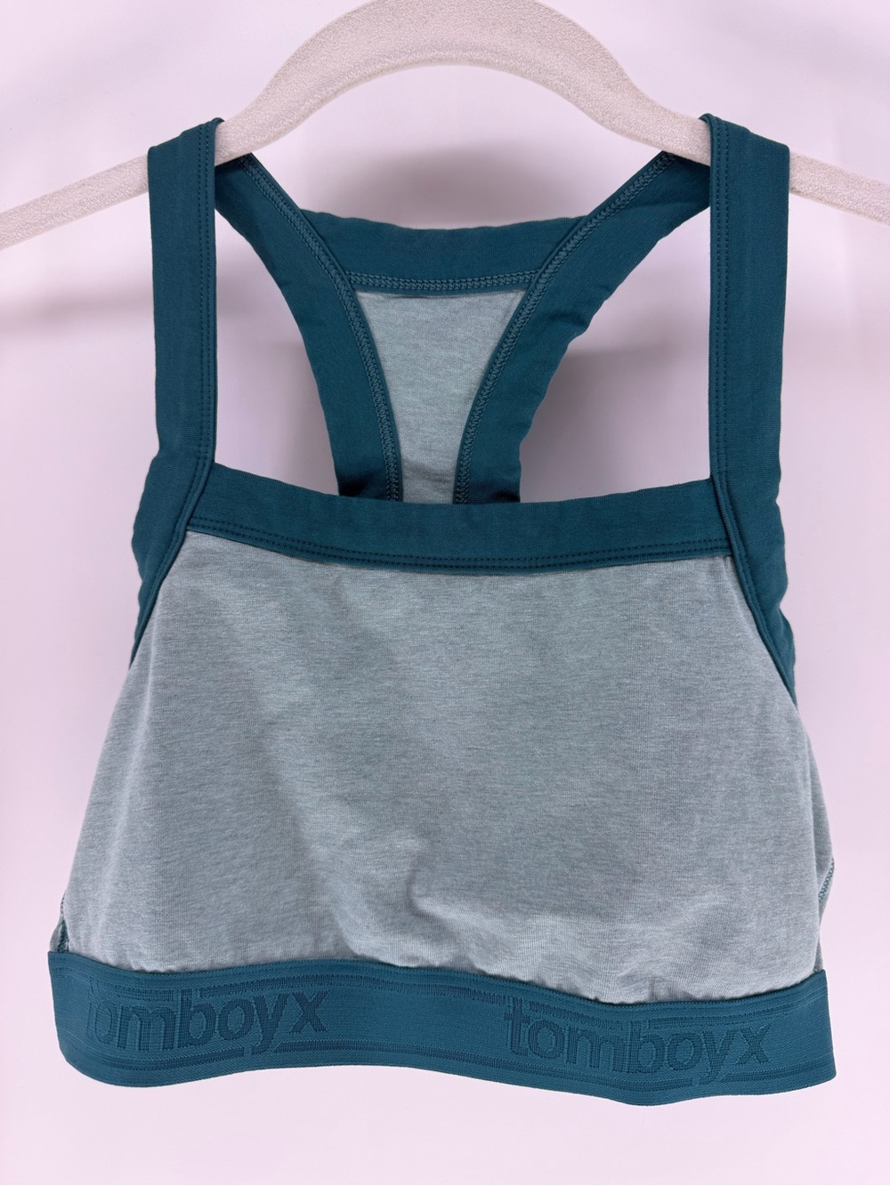 TomboyX Teal Trim & Heather Gray Racerback Exercise Bralette